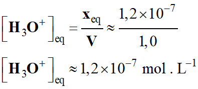 C (H3O+) = 1,2 E-7 mol / L