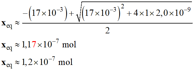xeq = 1,2 E-7 mol