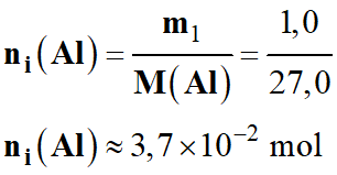  Quantit de matire initiale daluminium Al (s)