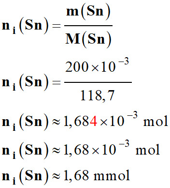 n i (Sn) = 1,68 mmol