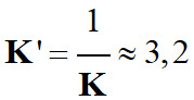 K' = 1 / K = 3,2