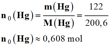 n0 (Hg) = 0,608 mol