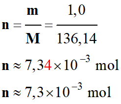 n = 7,3 E-3 mol