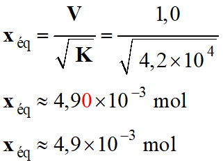 xeq = 4,9 E-3 mol