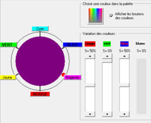 Mlange de 50 % (rouge) et 50 % (bleu)