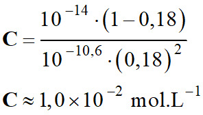 C = 1,0 E-2 mol / L