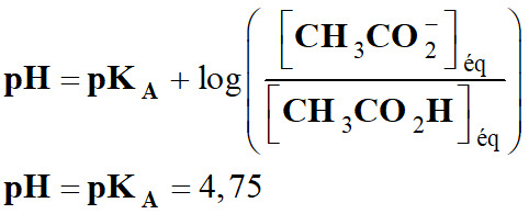 pH = pKA = 4,75