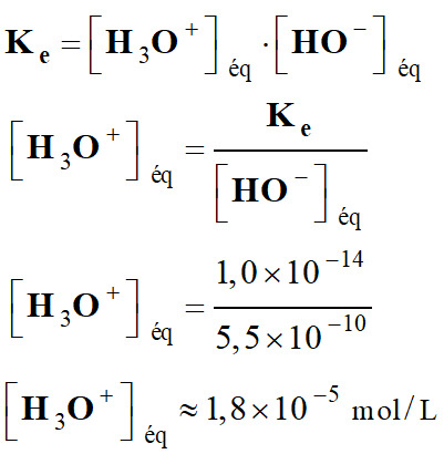 concentration (H3O+) = 1,0 E-2 mol / L