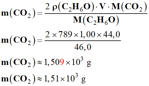 m (CO2) = 1,15 E3 g