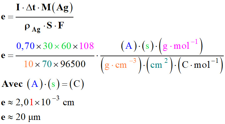 relation e = 20 micromtre