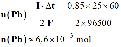 n (Pb) = 6,6 E-3 mol