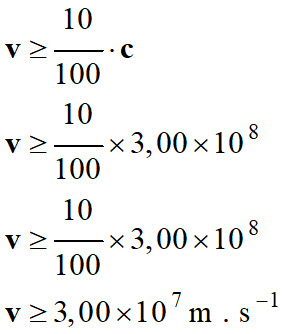 v >= 3,00 E7 m / s