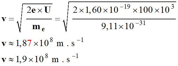 v = 1,9 E8 m / s