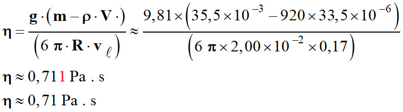 viscosit : 0,71 Pa . s