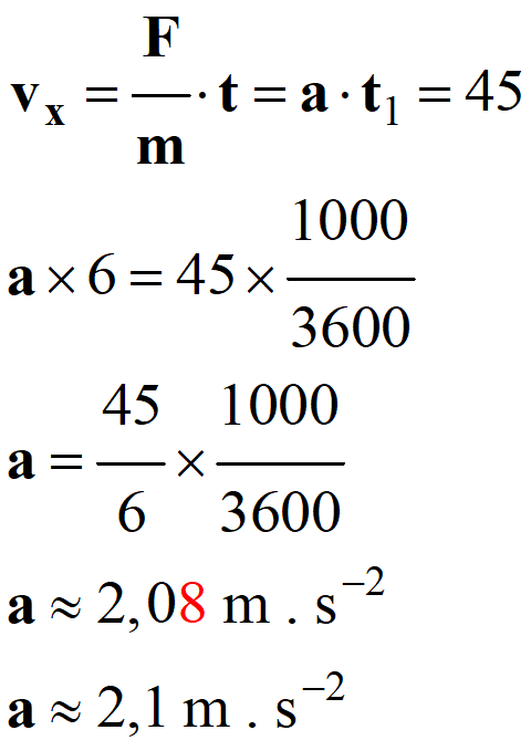 a = 2,1 m / s