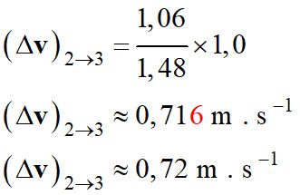 delta (v) 2-3 = 0,72 m / s