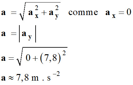 a = 7,8 m / s