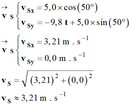 vS = 3,21 m / s