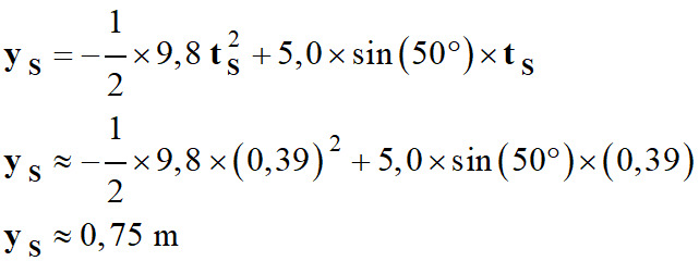 yS =  = 0,75 m