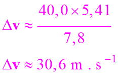 delta v = 30,6 m / s