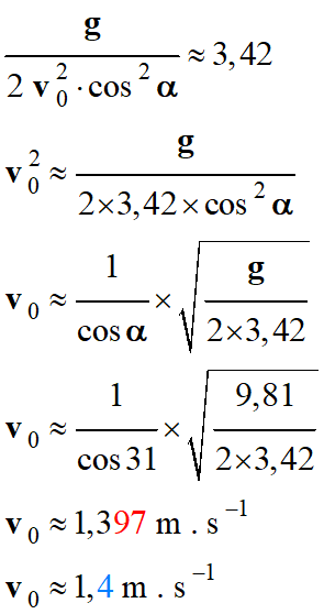 v0 = 1,4 m / s