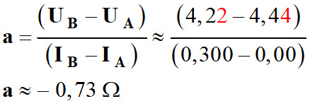 a = - 0,73 V