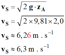 vS = 6,3 m / s