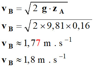 vB = 1,8 m / s