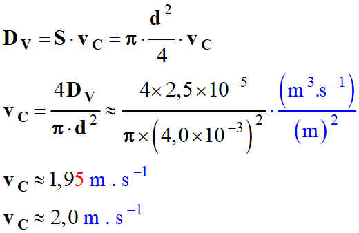 vC = 2,0 m / s