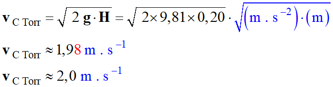 vC = 2,0 m / s