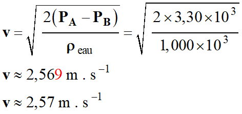 v = 2,57 m / s