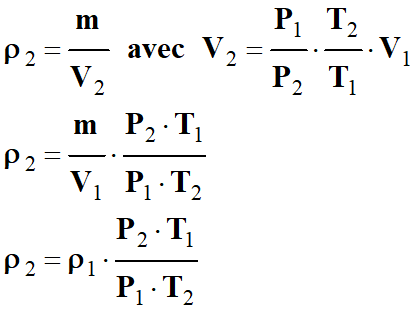 masse volumique ρ2