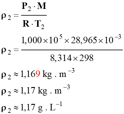 masse volumique ρ2 = 1,17 g / L