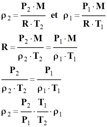 masse volumique ρ2