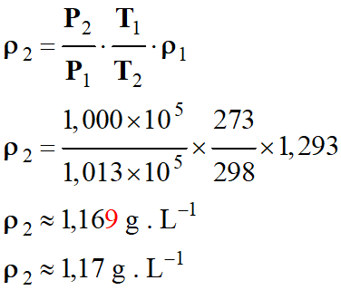 masse volumique ρ2 = 1,17 g / L