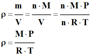 masse volumique du gaz parfait