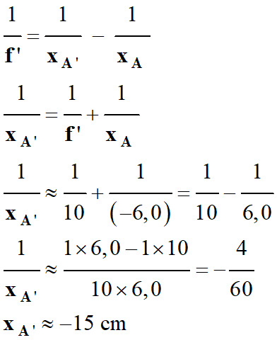 x A' = - 15 cm