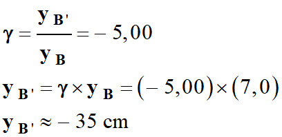 y B' = - 35 cm