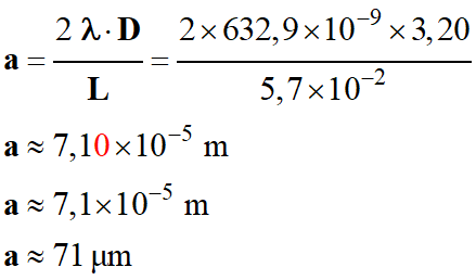 a = 71 micromtre