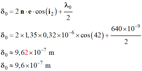 delta0 = 9,6 E-7 m