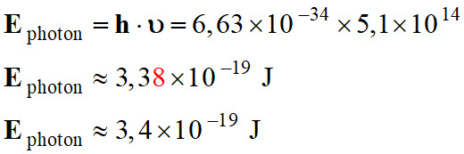 E photon = 3,4 E-19 J