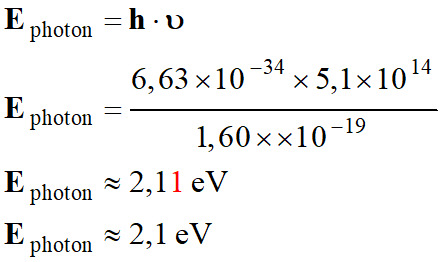 E photon = 2,1 eV