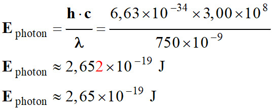 E photon = 2,65 E-19 J