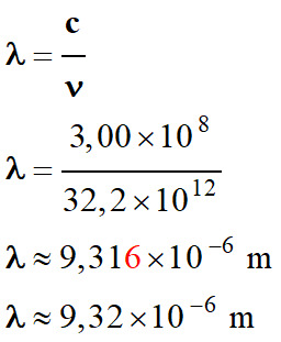 longueur d'onde : 9,32 E-6 m