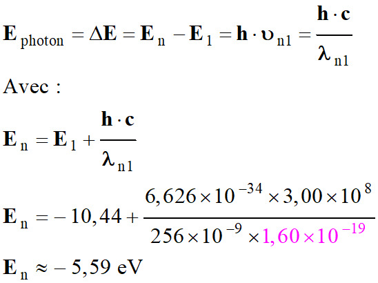 E n = - 5,59 eV