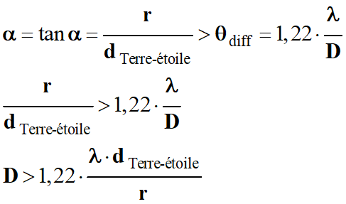 Diamtre D du tlescope