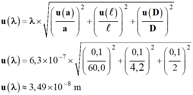 Incertitude-type : 3,49 E-8 m