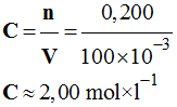 valeur de la concentration 2,0 mol / litre