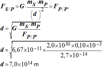 d = 7,0 E14 m