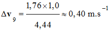 delta v9 = 0,50 m / s